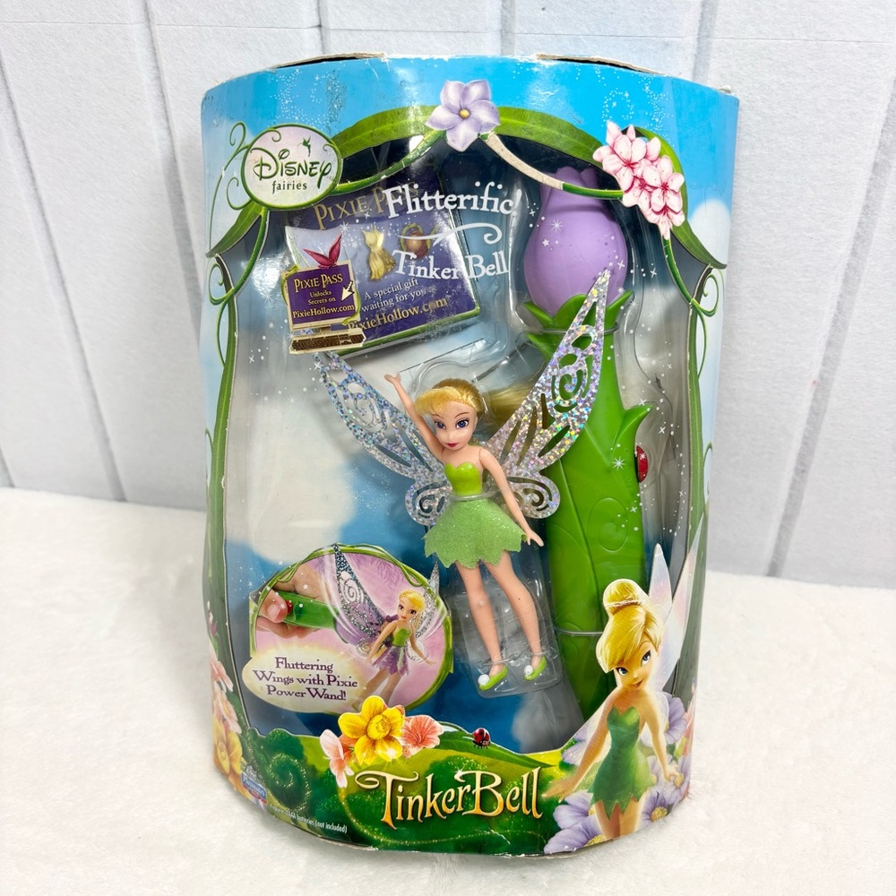 Disney Flitterific Tinker‎ Bell Power Wand Doll Pixie Fairies 2009 Playmates Toy